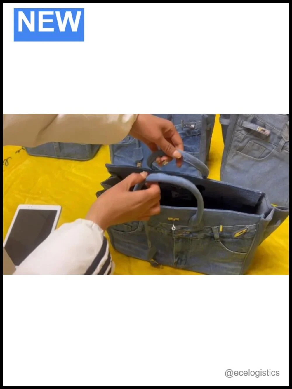 Women's Denim Tote Satchel Large Capacity Washed Denim Shoulder Bag for Travel